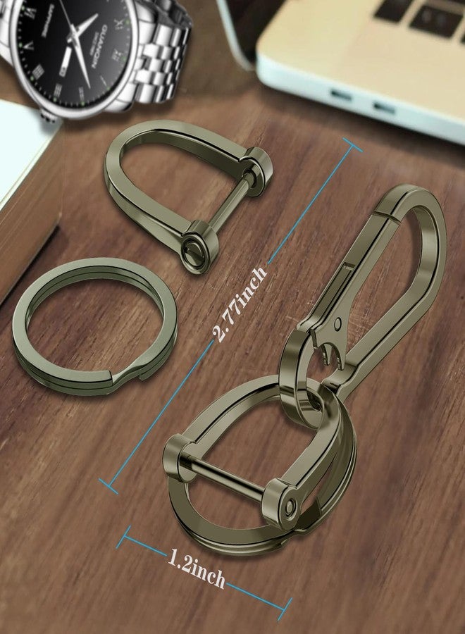 Yebongda Zinc Alloy Key Chain 3 Packs Keychain Keyring Organizer Key Ring Holder Clip for Men and Women Dark Grey - Image 2